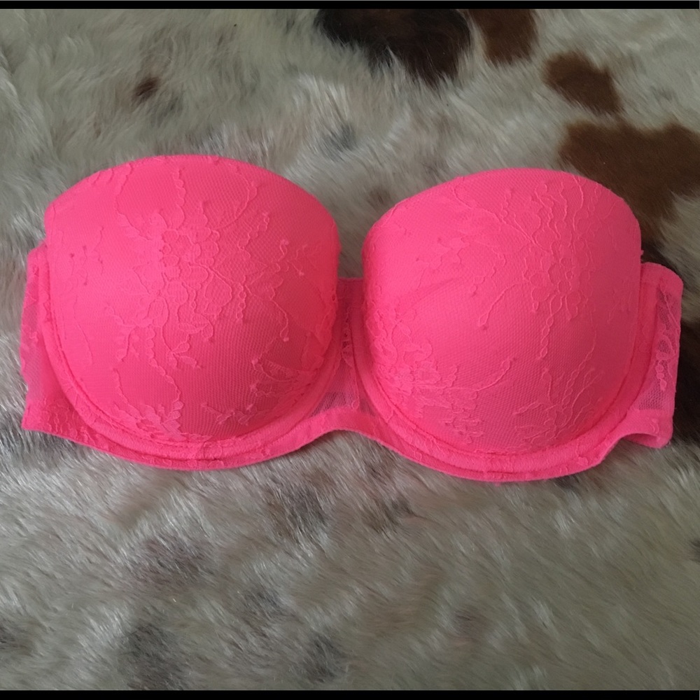 H&M Vibrant Pink Lace Strapless Bra